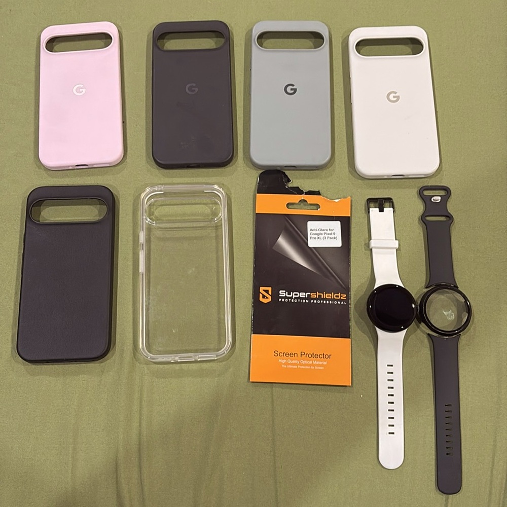 Google Pixel watch 3 45mm bundle set with google pixel 9 pro xl cases